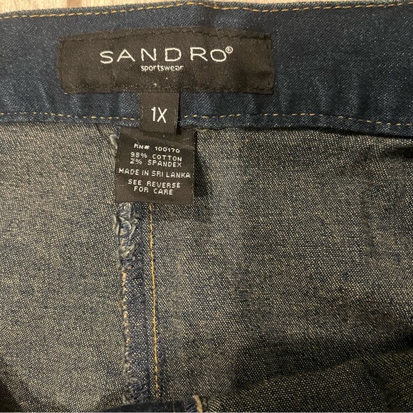 Sandro Sportswear Hi-Rise Wide Leg Cropped Jeans Mock Cuff Grommet Hem, Sz 1X - Picture 15 of 15